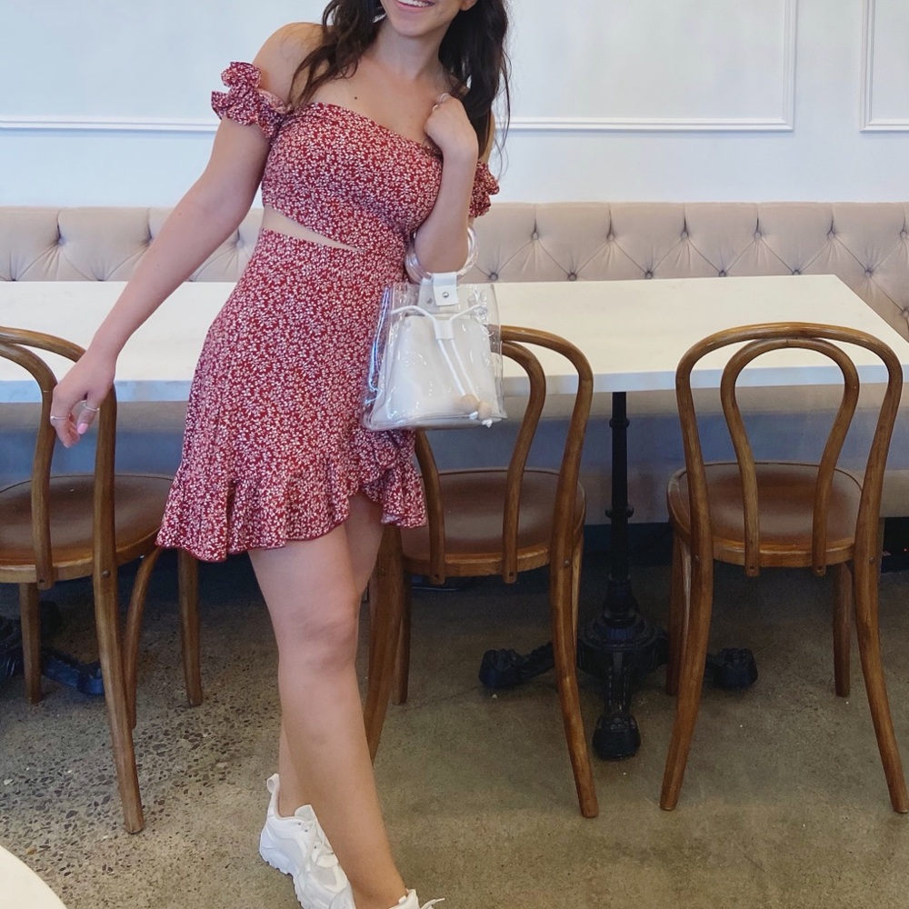 SHEIN crop top and skirt set
